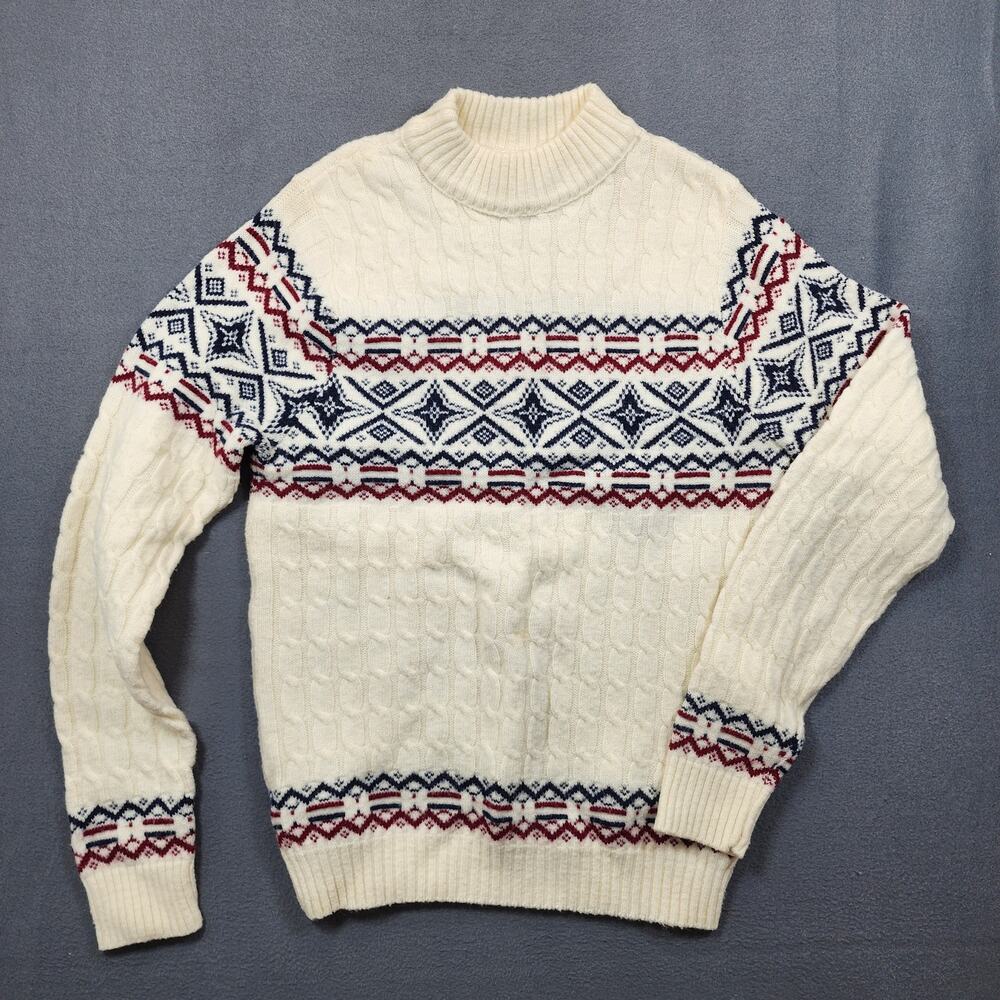 Vintage Lord Jeff Womens Sweater Large (runs small) Cable Knit Fair Isle Classic